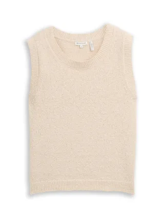 Tom Tailor - Pullunder mit Rundhalsausschnitt beige - Gr. - S