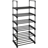 SONGMICS Schuhregal Schuhständer, Schuhaufbewahrung, für Flur, Wohnzimmer, Schlafzimmer, 6 Ebenen, für 12-15 Paar Schuhe, stapelbar, 30 x 45 x 106 cm, schwarz