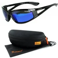 Rennec Sonnenbrille (Sportbrille Herren Angelbrille Polbrille Leichtgewicht mit Hardcase) Sport Sonnenbrille Polarisiert Schwarz Getönt oder Farbig Verspiegelt