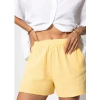 SASSYCLASSY Shorts Musselin Shorts für Damen Weiche High-Waist Baumwollshorts mit Gummibund und Eingriffstaschen