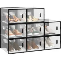 Woltu Schuhregal, 8-tlg., stapelbar, mit magnetischer Tür, Kunststoffbox