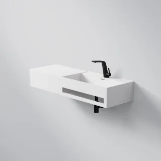 Steinberg Serie 443 Waschtisch Wandwaschtisch aus Mineo Stone, matt white, 443 7215 W 443 7215 W