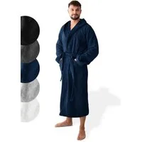 SIEGENTHAL Herrenbademantel 100% Baumwolle Frottee Velours mit Kapuze Wadenlang Wellness und Spa, Kapuze, Bindegürtel, Wadenlang, 2x Taschen, 100% Baumwolle, weich und elegant