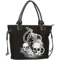 Banned Handtasche Back In Black, Skull und Rosen Print