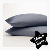 Seralino Kissenbezüge Mako Satin Kissenbezug (100% Bio Baumwolle) weich, hautfreundlich, (2 Stück), Fairtrade/ GOTS zertifizierte uni Kissenhülle mit Reißverschluss