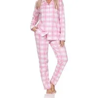 Normann Pyjama Normann Damen Jersey Pyjama langarm in Karo Optik - auch in Übergröße
