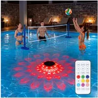 oyajia Pool-Lampe RGB Solar Poolbeleuchtung, Schwimmende Poolleuchte mit Fernbedienung, LED fest integriert, RGB, IP68 Wasserdichte Poolleuchten für Wanne, Schwimmbad, Teiche, Gärten