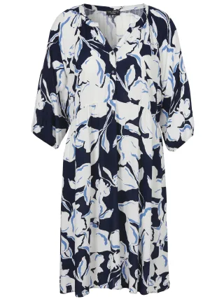 VIA APPIA DUE - Kleid V-Ausschnitt 3/4 Arm Druck dunkelblau multicol - Gr. - 52