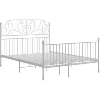 vidaXL Bettgestell, Bettrahmen Weiß Metall 160x200 cm