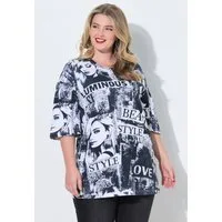 MIAMODA T-Shirt T-Shirt Oversize Fit Frauen-Muster 3/4-Ärmel