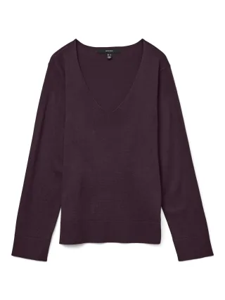 VERO MODA - VMSILJE LS V-NECK PULLOVER GA NOOS Winetasting - Gr. - XS