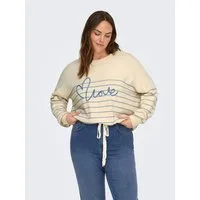 ONLY CARMAKOMA Rundhalspullover CARSIGNE LS TEXT DETAIL O-NECK KNT