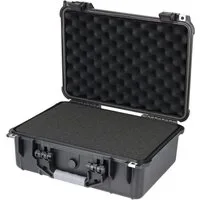 HMF Werkzeugkoffer Robuster Outdoorkoffer mit Druckausgleichsventil und Rasterschaumstoff, Outdoor-Koffer wasserdicht und staubdicht, 41 x 32 x 17,5 cm, schwarz