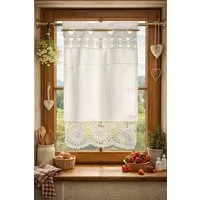 HOSSNER - ART OF HOME DECO Scheibengardine 35x70 cm (1 St), blickdicht, Baumwolle, Vintage, Romantische Stickerei