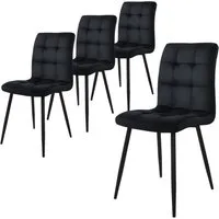 ML-DESIGN Stuhl Esszimmerstuhl mit Rückenlehne Polsterstuhl mit Metallbeine (4 St), Ergonomischer Stuhl Schwarz Samtbezug Wohnzimmerstuhl Küchenstuhl