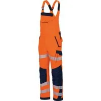 vizwell Arbeitslatzhose Warnschutz Latzhose HiVis warnorange warngelb elastisch dehnbar reißfest und elastisch - knitterfrei sowie pflege- und bügelleicht