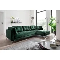 Trends by HG Ecksofa Landau L-Form, in Cord-Stoff mit Metallfuß