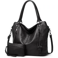 TAN.TOMI Handtasche Damen Schultertasche Groß Shopper Vegan Handtasche, Handtaschen Umhängetasche Geldbörse Damen Taschen 2-Tlg