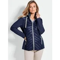 GOLDNER Outdoorjacke Steppjacke mit abnehmbarer Kapuze Modische Outdoorjacke mit Stehkragen und Jersey-Einsätzen