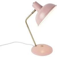 Qazqa Tischleuchte Milou, ohne Leuchtmittel, Warmweiß, QAZQA Tisch­leuchte, e14, Rosa, Stahl, Modern