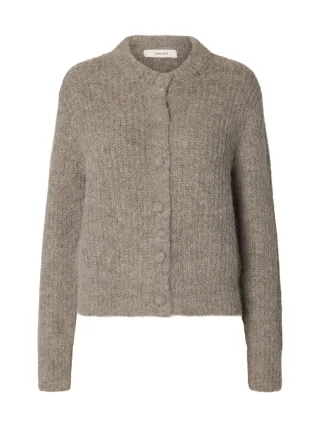 selected women - SLWGABRIELLA LS BUTTON CARDIGAN NOOS Steel Gray - Gr. - M