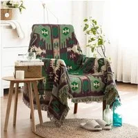 Wohndecke Boho Thread Sofadecke mit Quaste, Geometrisch, Sofaschoner, Sunicol, Stil Wendedecke, Baby-Decke, für Zuhause,Büro,Reisen, Zelten