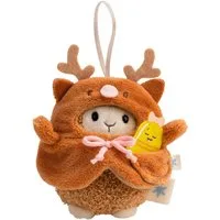Nici Kuscheltier mymochi, Set Schaf Wools braun 8cm mit Glocke & Rentierkostüm (Set), in Geschenkbox