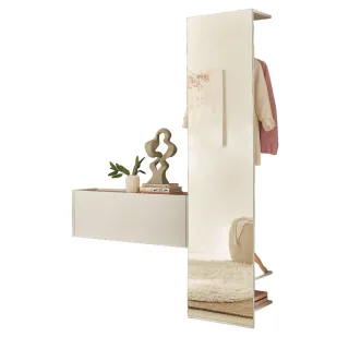 Furn.Design Garderoben-Set, Weiß, Eiche Wotan, Holzwerkstoff, Glas, Metall, Nachbildung,Eiche, Uni, Holz Optik, 150x200x30 cm, Garderobe, Garderoben-Sets & Serien, Garderoben-Sets