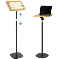 JOYOLEDER Buchstütze Buchständer Höhenverstellbar 50-130cm, Holz Leseständer mit Elastische (Seitenclips, Kochbuchhalter Buch Halterung, zum Lesen für Noten Rezepten iPads Malerei)