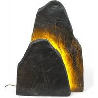 Arnusa Gartenfigur Leuchtfelsen Gartenbeleuchtung LED Gartenfelsen Stein Polyresin, (OG3001L, warmweiß), besondere Gartendekoration Außenleuchte