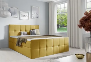 Boxspringbett Schlafzimmerbett CARMEN LUX 120x220cm Stoff Fancy Gelb
