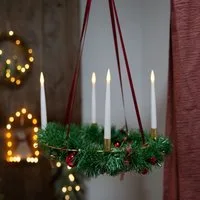 Spetebo Hängedekoration Hängender Adventskranz mit 4 LED Kerzen (Pack., 1 St., 5), flackernden LED Kerzen