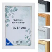 Levandeo® Bilderrahmen, Bilderrahmen Echtholz Made in EU 10x15 Weiß Glasscheibe Fotorahmen