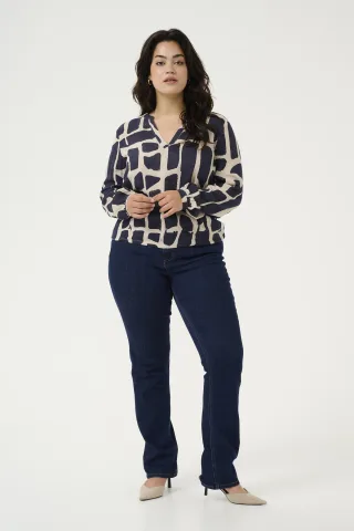 Langarm-Bluse Regular fit Midnight/Feather G Brick Print dark blue