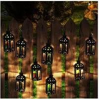 NOWA LED Dekolicht, LED-Leuchtmittel fest verbaut, Warmweiß, Lichterkette Solarlampe Außenleuchte 10x LED Laterne orientalisch L 2m