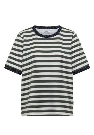 CECIL - T-Shirt mit Rundhals und Leo-Details dried olive green - Gr. - S