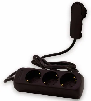 REV Steckdosenleiste Smart, 3-fach, mit Flachstecker, 2 m, schwarz