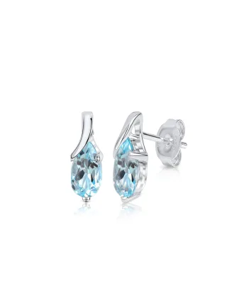 Zeeme Gemstones, F Ohrringe Silber 925 rhodiniert mit Blautopas (beh.) 8x5mm