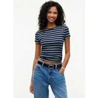 Tommy Jeans Kurzarmshirt TJW SLIM ESSENTIAL RIB SS EXT mit gerippter Struktur