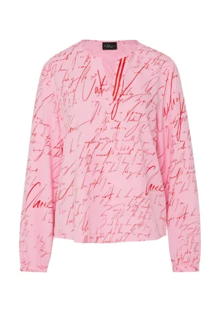 s.Oliver BLACK LABEL - Viskose-Bluse mit All-over-Print pink - Gr. - 38