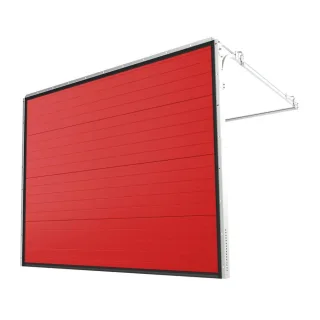 Garagentor Rot, Feuerrot RAL 3000, Sektionaltor Typ Basic, 2000 x 1900 mm, Woodgrain, Kleinsicke, ohne Antrieb, individuell konfigurieren