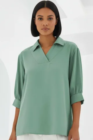 Polokragen Lockere Passform Bluse