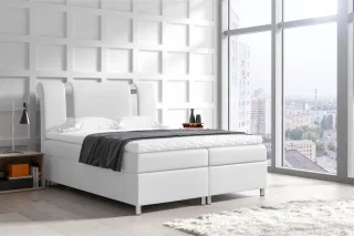 Boxspringbett Schlafzimmerbett NATHAN 180x200cm Kunstleder Weiss