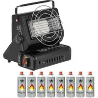 Mianova Heizstrahler Camping Heizung 2in1 Gasheizung 90° drehbar 1,3 KW + 8 Gaskartuschen, Gasheizer, Gasheizung für Camping und Angeln
