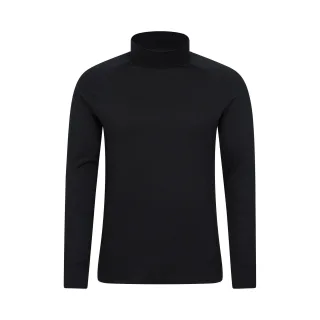 Mountain Warehouse Herren Summit Merino Wolle Funnel Neck Thermo-Oberteil (Schwarz)