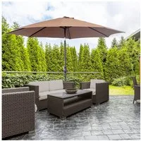 Outsunny Sonnenschirm Marktschirm mit Handkurbel, LxB: 295x295 cm, Gartenschirm, Knickschirm, Stahl, 180,m² Polyester, Braun, Ø2,95 x 2,5 m