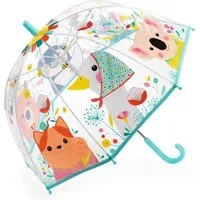 DJECO Stockregenschirm Kinder-Regenschirm Natur türkis Tiere Transparent Ø 68 x 70 cm