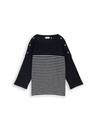 Tom Tailor - Langarmshirt mit Streifenmuster navy blue offwhite stripe - Gr. - XXXL