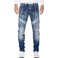 Cipo & Baxx 5-Pocket-Jeans Herren regular fit Hose Stonewashed BA-CD576 (1-tlg) CBJ Logo und Gesäßtaschen mit Schriftzug