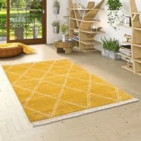 Pergamon Hochflor-Teppich Hochflor Langflor Shaggy Teppich Boho Rauten, Rechteckig, Höhe: 35 mm